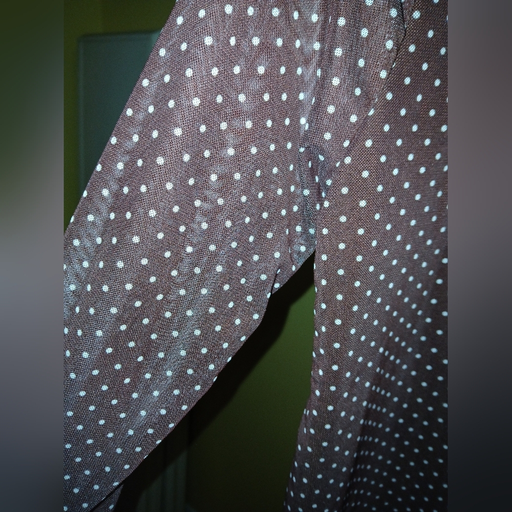 Electric Behaviour Brown Polka Dot Mesh Top Semi-Sheer Y2K Cottagecore Sz Medium - Picture 5 of 7